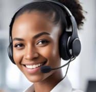 Une assistante avec un casque téléphonique
